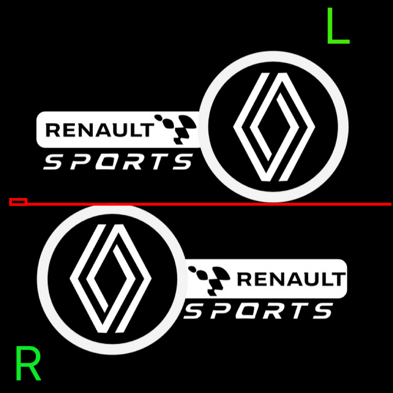 RENAULT Sport LOGO PROJECROTR LIGHTS Nr.0916 (quantity  1 =  2 Logo Film & 2 door lights)