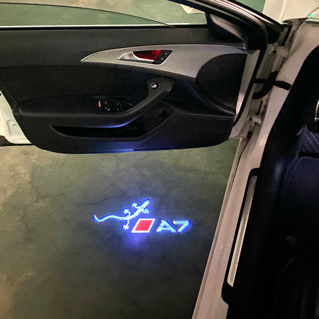 AUDI LOGO PROJECTOT LIGHTS Nr.120 (الكمية 1 = 2 Logo Films /2 أضواء الباب)