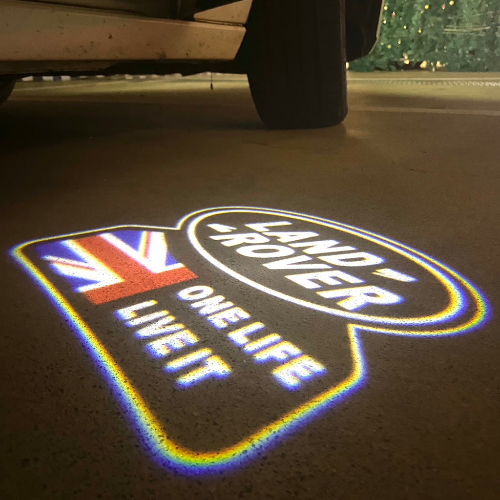 LUCES DE PROYECTOR CON LOGO Land Rover Nr.04 (cantidad 1 = 1 juegos / 2 luces de puerta)
