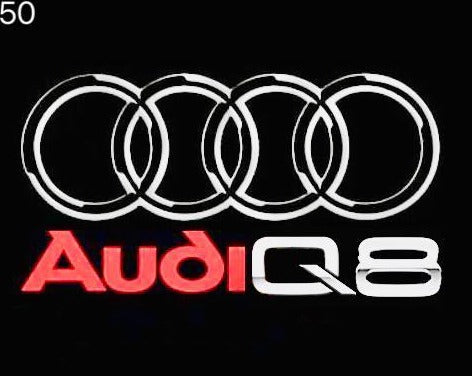 AUDI LOGO PROJECTOT LIGHTS Nr.50 (الكمية 1 = 2 Logo Films /2 أضواء الباب)