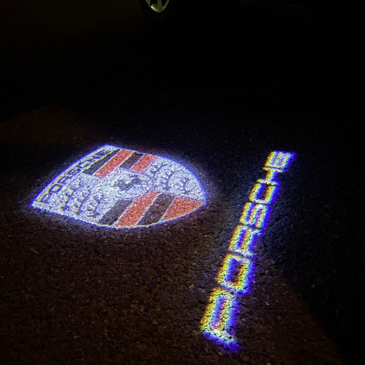 PORSCHE LOGO PROJECTOT LIGHTS Nr.36 (cantidad 1 = 2 logo película / 2 luces de puerta)