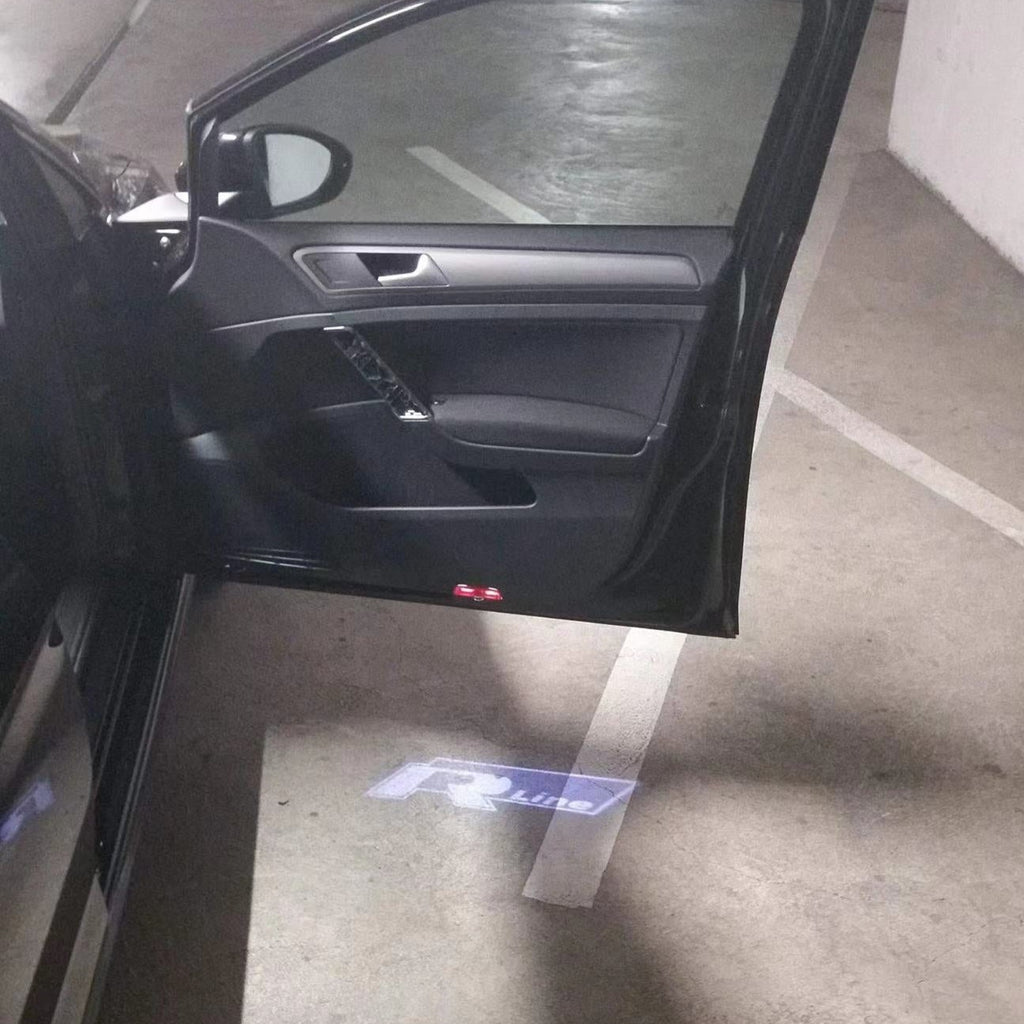 Volkswagen Türleuchten R LINE Logo Nr. 52 (Anzahl 1 = 2 Logo-Folien / 2 Türleuchten）