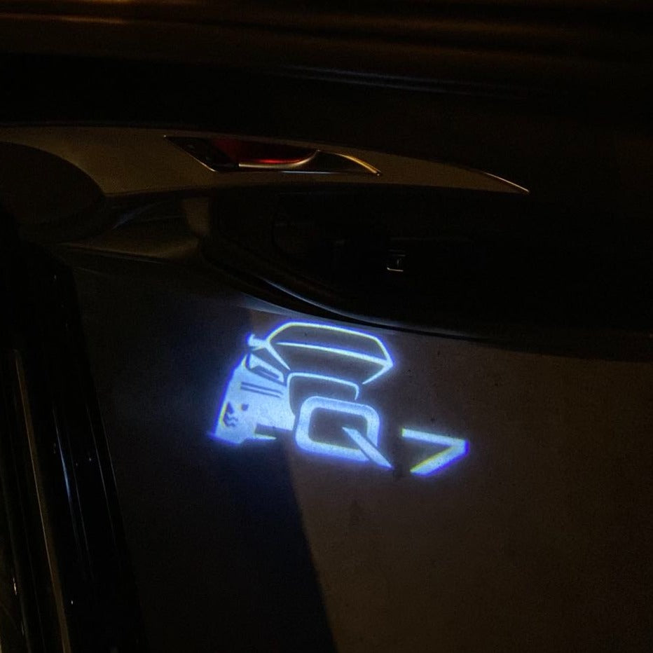 AUDI LOGO PROJECTOT LIGHTS Nr.19 (الكمية 1 = 2 Logo Films /2 أضواء الباب)