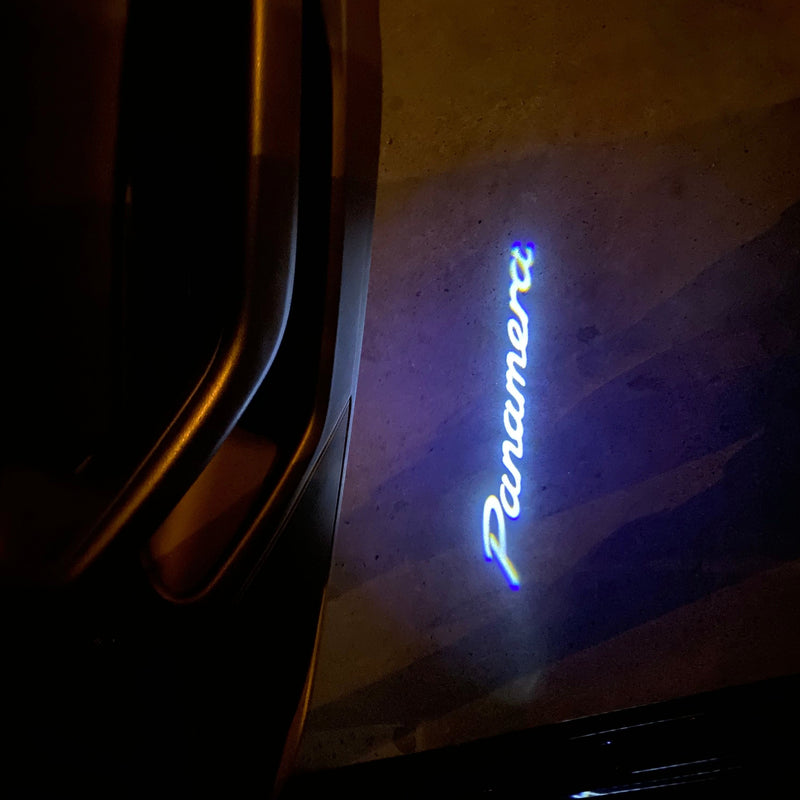 PORSCHE Panamera LOGO PROJECTOT LIGHTS Nr.35 (Menge 1 = 2 Logo Film / 2 Türleuchten)