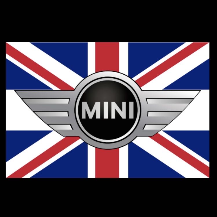 MINI  BRITISH NATIONAL FLAG WITH MINI  LOGO PROJECROTR LIGHTS Nr.09 (quantity  1 =  2 Logo Film /  2 door lights)