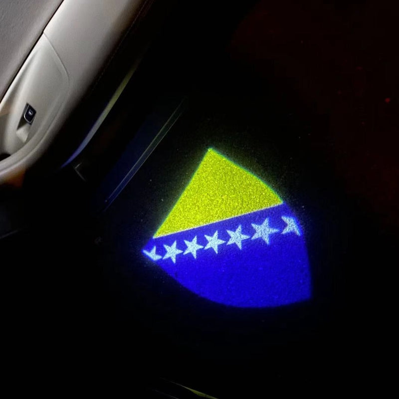 Bosnia and Herzegovina /Bosna i Hercegovina／Босна и Херцеговина  National Flag  logo door lights  (quantity 1 = 1 sets / 2 logo film /  Can replace of lights  other logos )