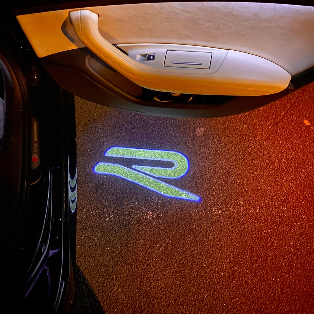 Volkswagen luci porta R Logo Nr. 154 (quantità 1 = 2 pellicola logo / 2 luci porta)