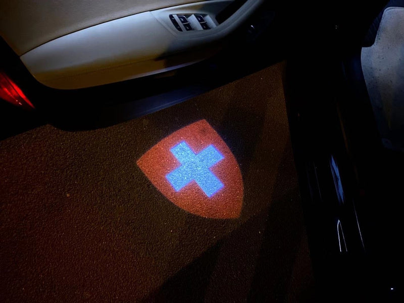 Switzerland Schweizerische National Flag  logo door lights (quantity 1 = 1 sets / 2 logo film /
