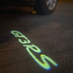 LUCES DE PROYECTOR DE LOGOTIPO ORIGINAL PORSCHE N ° 03 (cantidad 1 = 2 Película de logotipo / 2 luces de puerta)