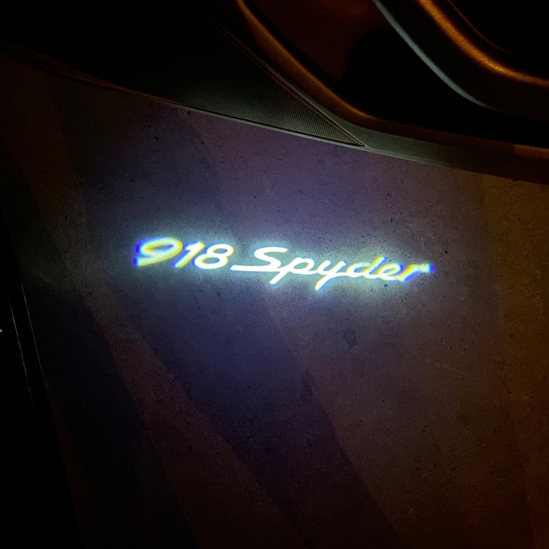 PORSCHE SPYDER 918  LOGO PROJECTOT LIGHTS Nr.44 (quantity  1 =  2 Logo Film /  2 door lights)