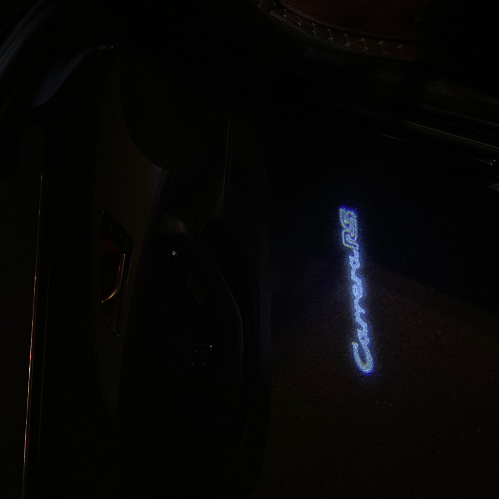 PORSCHE LOGO PROJECTOT LIGHTS Nr.80 (cantidad 1 = 2 logo película / 2 luces de puerta)