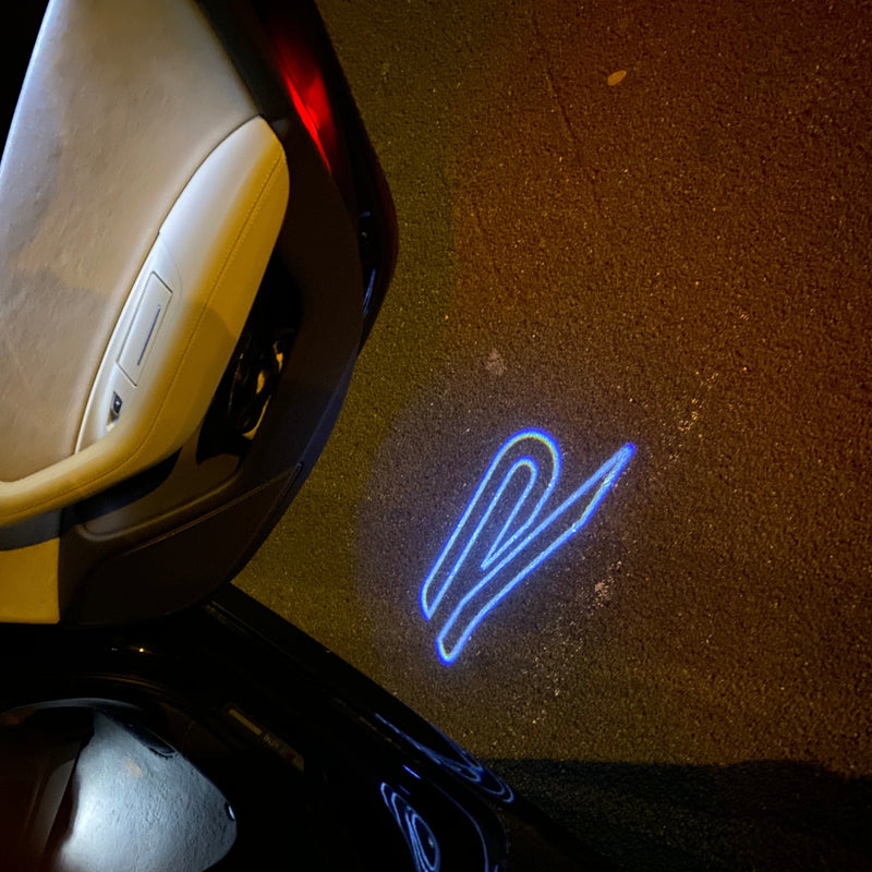 Volkswagen Door lights R Logo Nr. 151 (cantidad 1 = 2 películas con logotipo / 2 luces de puerta)