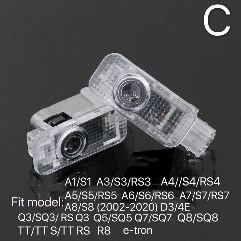 LUCES DE PROYECTOR LOGO AUDI N ° 89 (cantidad 1 = 2 películas con logotipo / 2 luces de puerta)