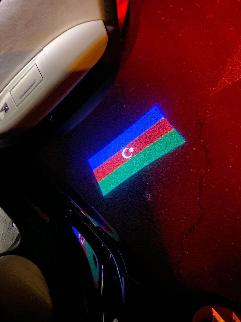 Logo della bandiera nazionale azərbaycan dell'Azerbaigian (quantità 1 = 1 set / 2 pellicole con logo / Può sostituire di luci altri loghi)