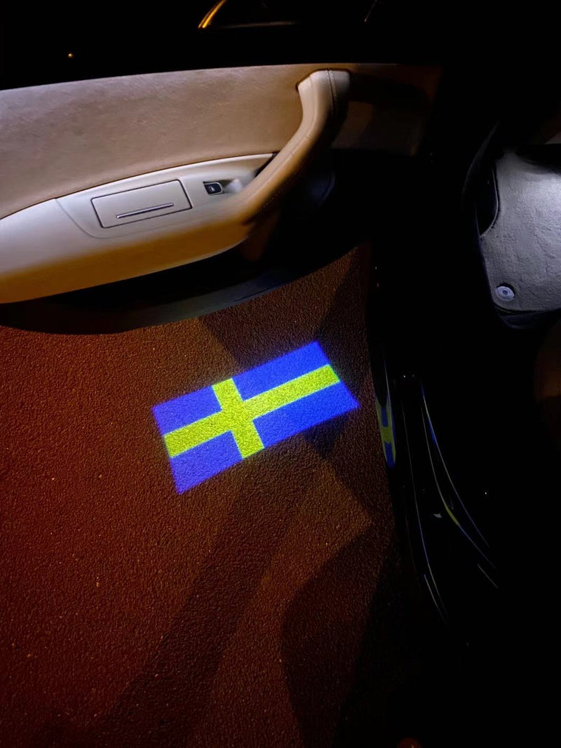 Sweden Konungariket Sverige  National Flag  logo door lights (quantity 1 = 1 sets / 2 logo film /  Can replace of lights  other logos )