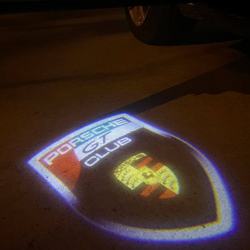 PORSCHE GT  LOGO PROJECTOT LIGHTS Nr.8100 (quantity  1 =  2 Logo Film /  2 door  lights)