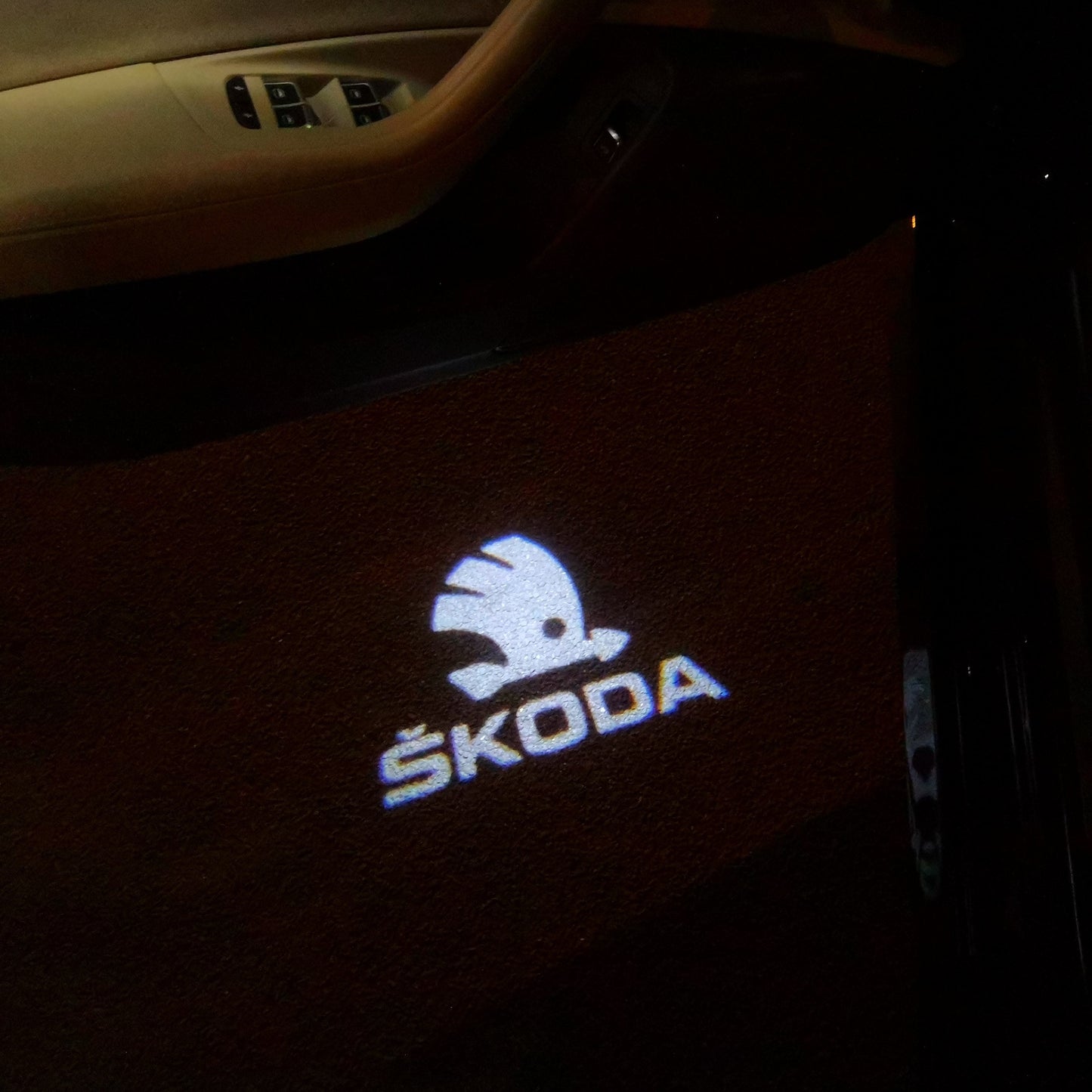 SKODA ORIGINAL LOGO PROJECTOT LIGHTS Nr.10 (quantity  1 =  2 Logo Film /  2 door lights)