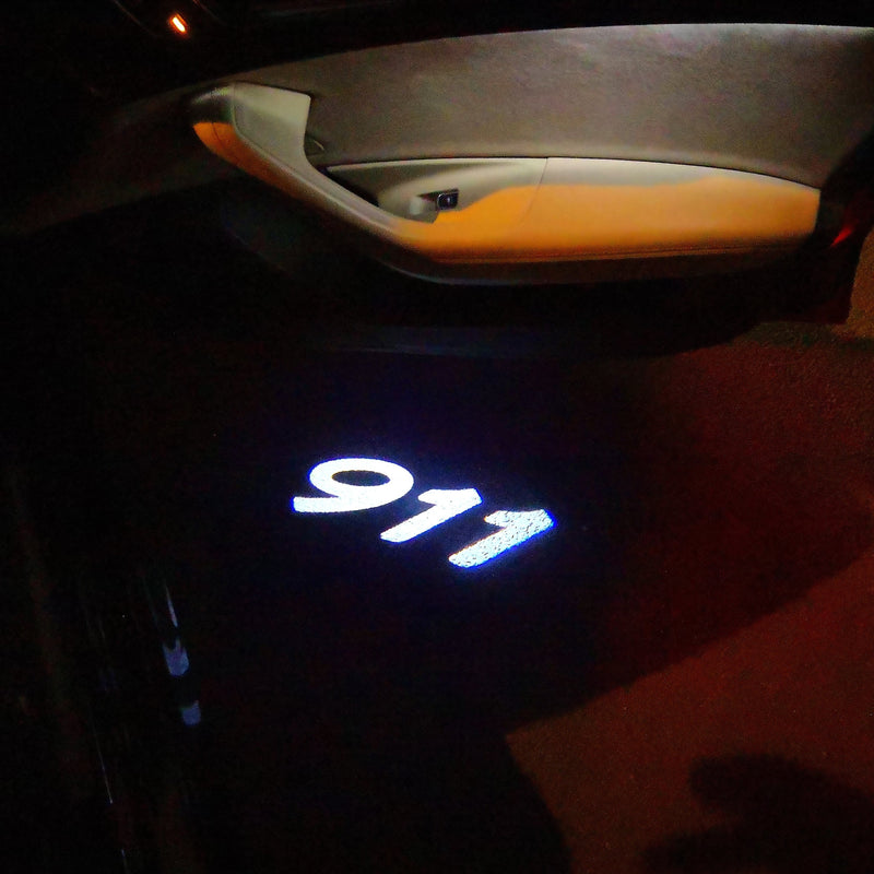 PORSCHE 911  LOGO PROJECTOT LIGHTS Nr.26 (quantity  1 =  2 Logo Film /  2 door lights)