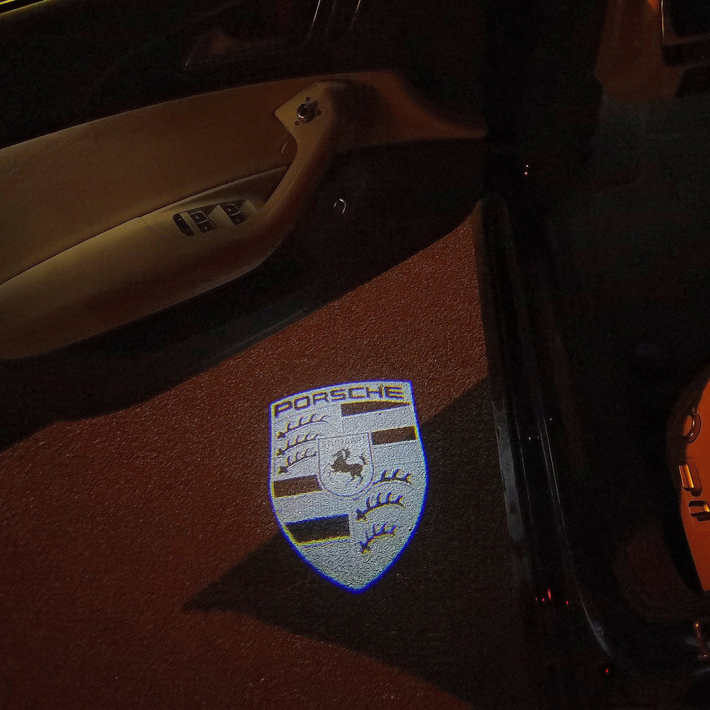 PORSCHE Original LOGO PROJECTOT LIGHTS Nr.06 (quantità 1 = 2 Logo Film / 2 luci porta)