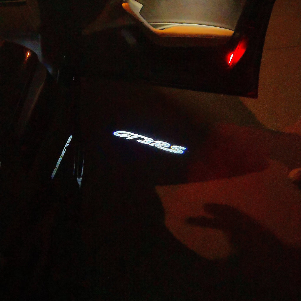 LUCES DE PROYECTOR DE LOGOTIPO ORIGINAL PORSCHE N ° 03 (cantidad 1 = 2 Película de logotipo / 2 luces de puerta)