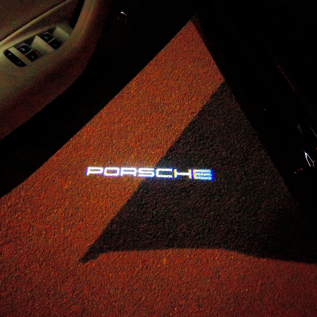 PORSCHE Original LOGO PROJECTOT LIGHTS Nr.02 (quantità 1 = 2 Logo Film / 2 luci porta)