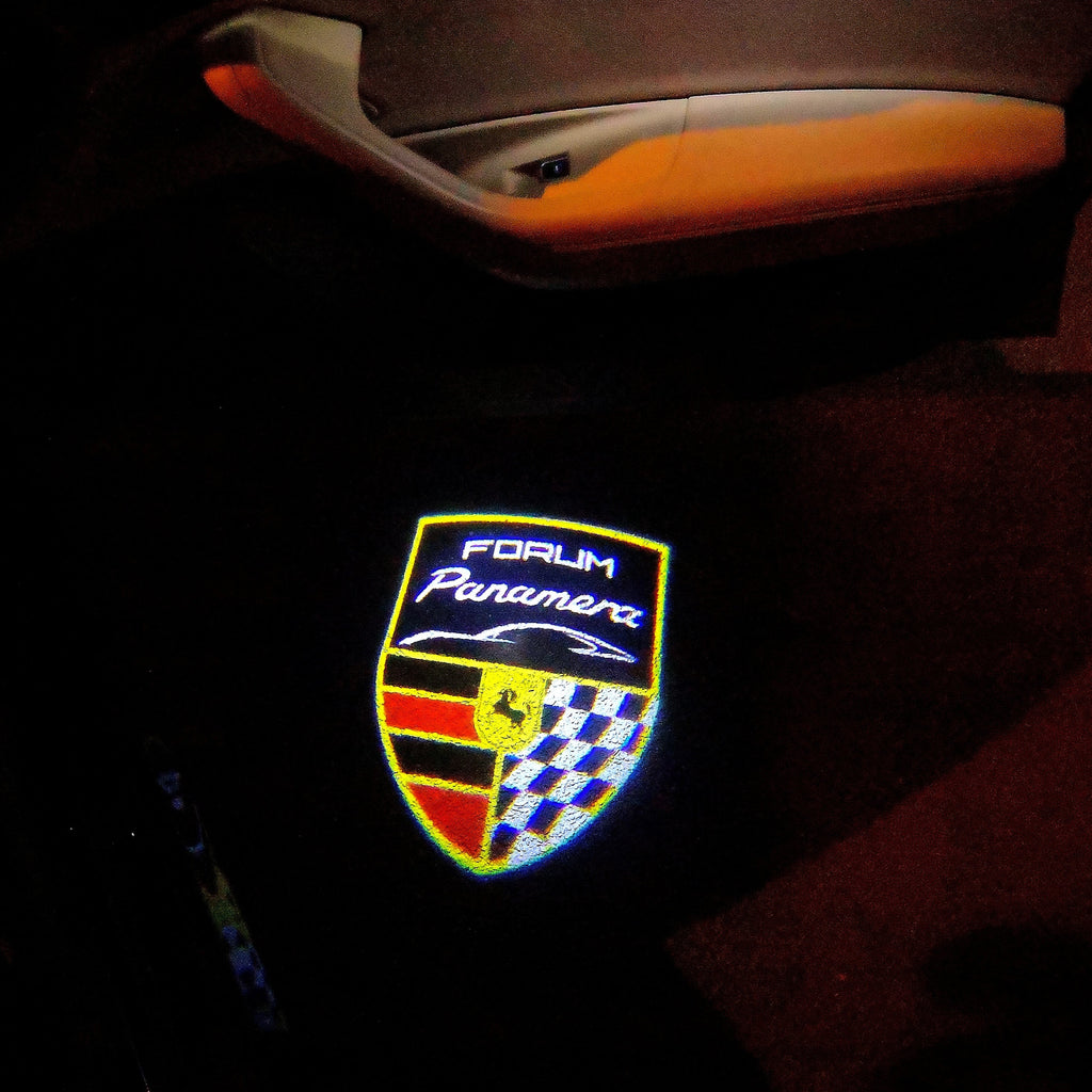 PORSCHE Panamera LOGO PROJECTOT LIGHTS Nr.04 (quantità 1 = 2 Logo Film / 2 luci porta)