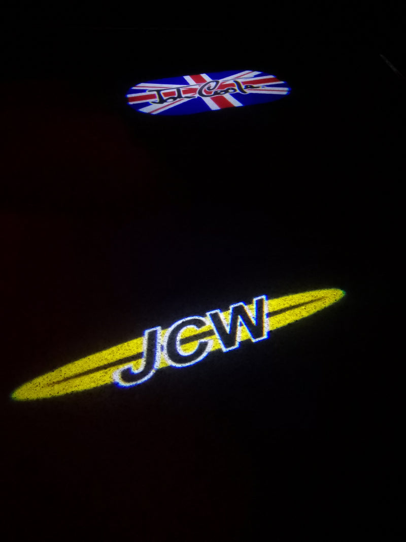 MINI  BRITISH NATIONAL FLAG WITH MINI  LOGO PROJECROTR LIGHTS Nr.86 (quantity  1 =  2 Logo Film /  2 door lights)