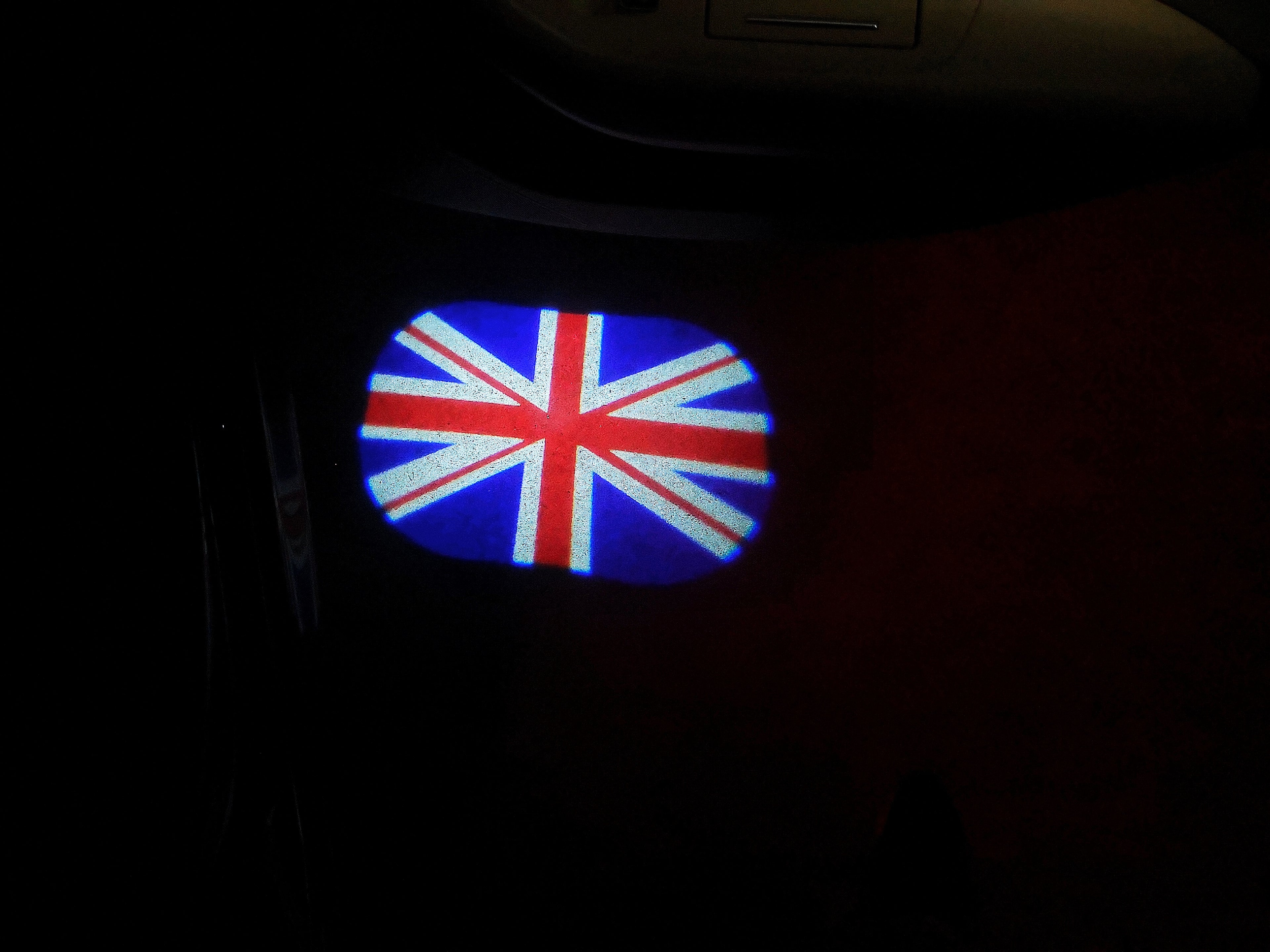 BRITISH NATIONAL FLAG LOGO PROJECROTR LIGHTS Nr.46 (Menge 1 = 2 Logo Film / 2 Türleuchten)