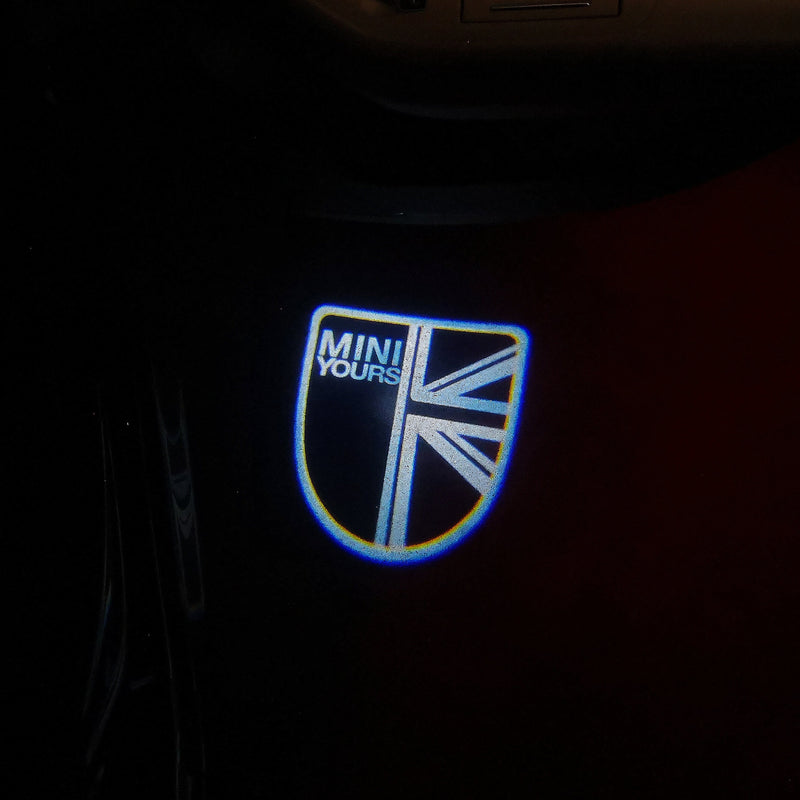 MINI  BRITISH NATIONAL FLAG WITH MINI  LOGO PROJECROTR LIGHTS Nr.36 (quantity  1 =  2 Logo Film /  2 door lights)