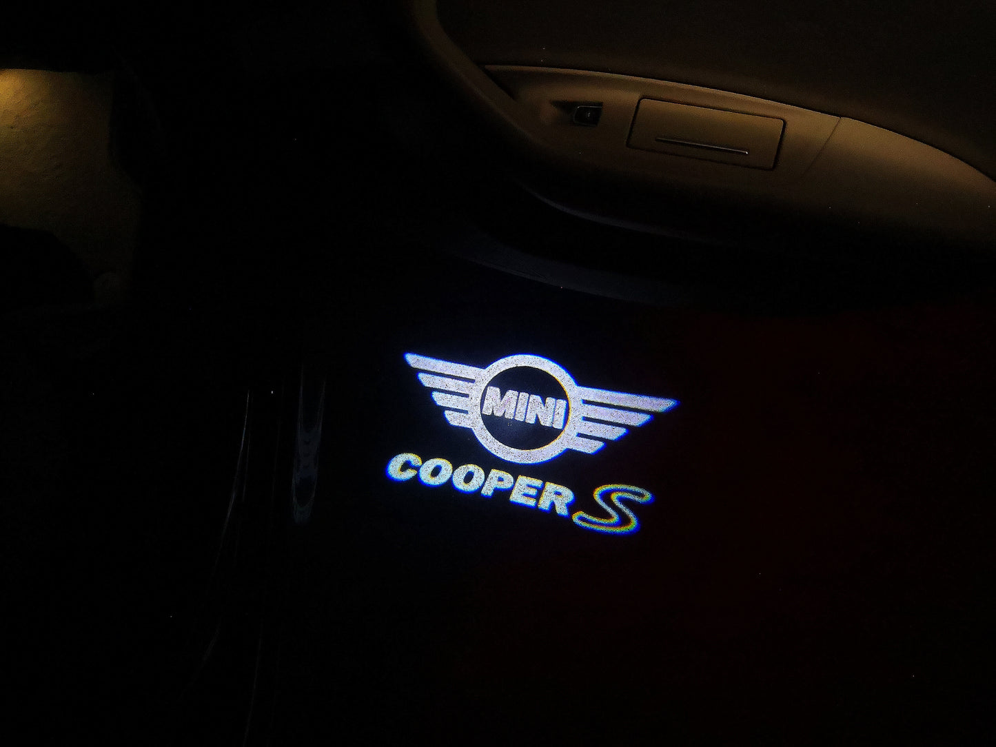 MINI COOPER S LOGO PROJECROTR LIGHTS Nr.144 (Menge 1 = 2 Logo Film / 2 Türleuchten)