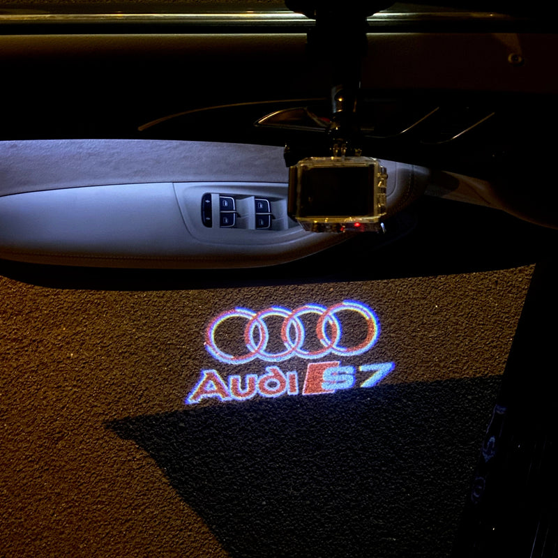 AUDI S7 LOGO PROJECTOT LIGHTS Nr.37  (quantity 1 = 2 Logo Films /2 door lights）