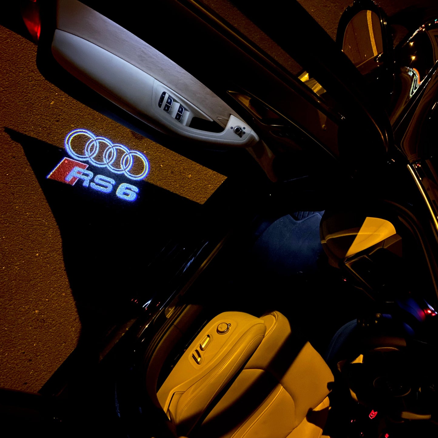 AUDI RS6 LOGO PROJECTOT LIGHTS Nr.137  (quantity 1 = 2 Logo Films /2 door lights）