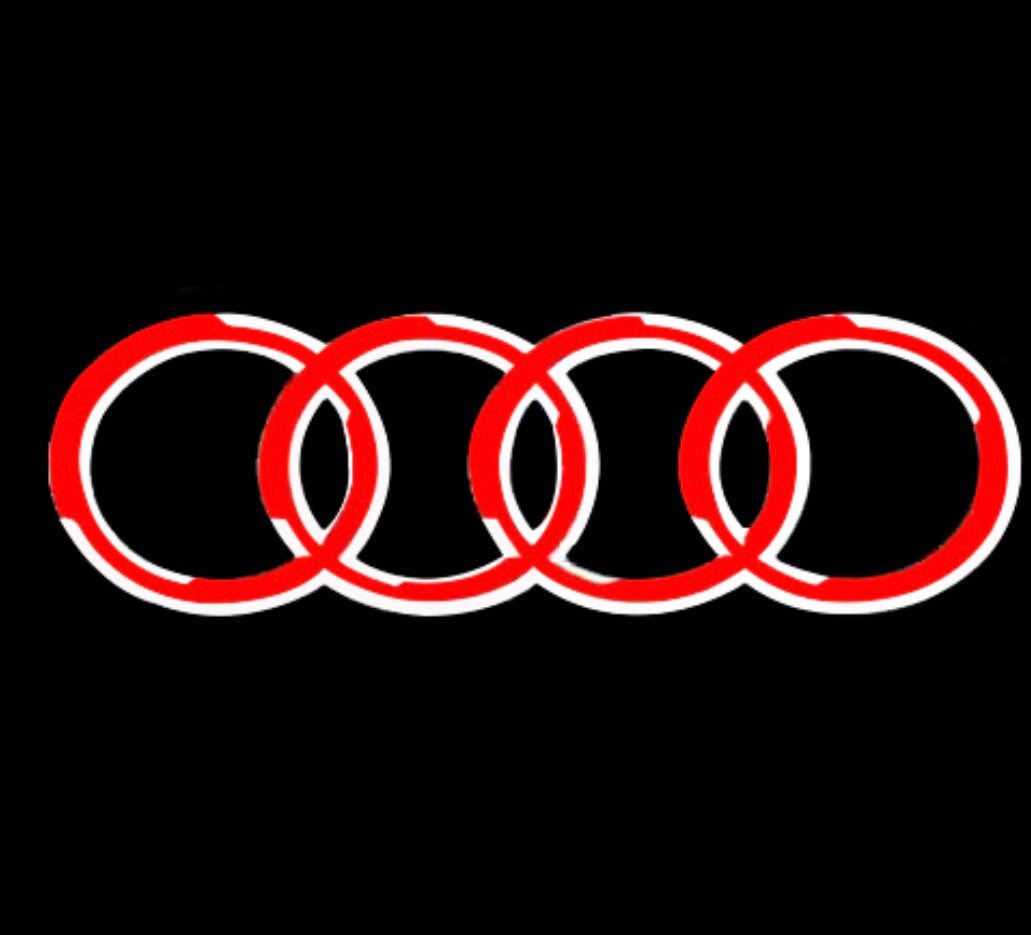 AUDI 4 RINGS LOGO PROJECTOT LIGHTS Nr.143  (quantity 1 = 2 Logo Films /2 door lights ）