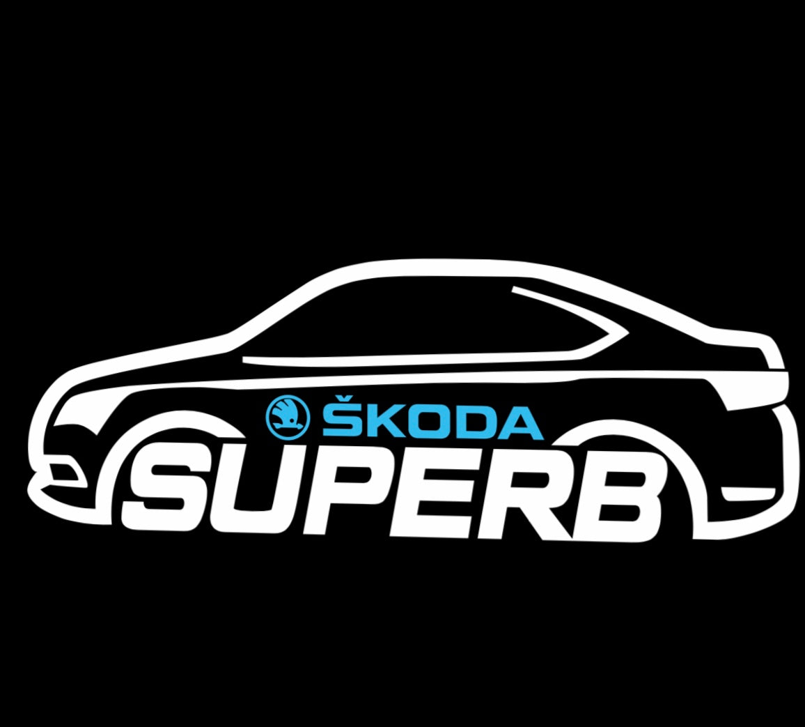 SKODA LOGO PROJECTOT LIGHTS Nr.69 (Menge 1 = 2 Logo Film / 2 Türleuchten)