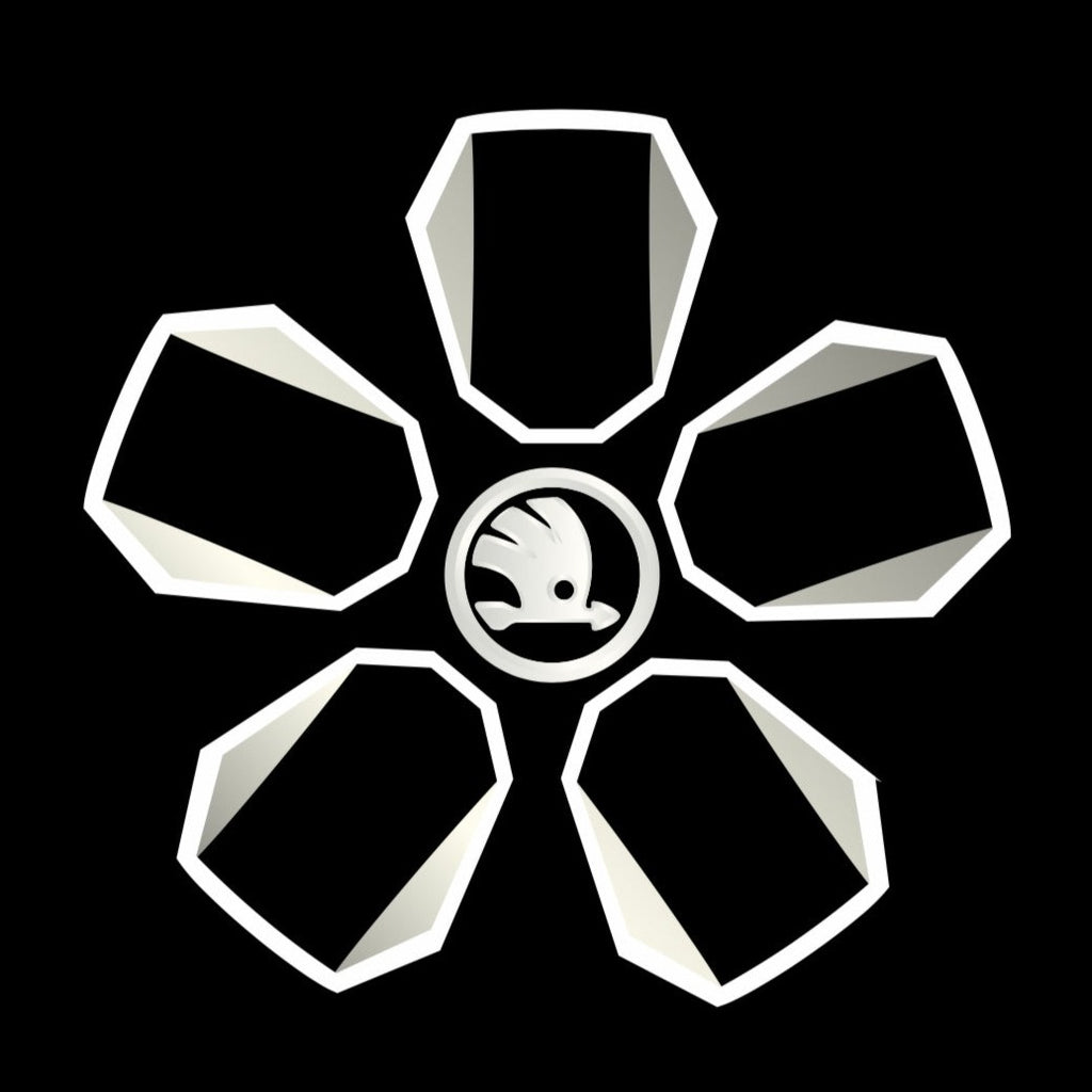 ÉCLAIRAGE DE PROJECTEUR SKODA LOGO Nr. 02 (quantité 1 = 2 film de logo / 2 lumières de porte)