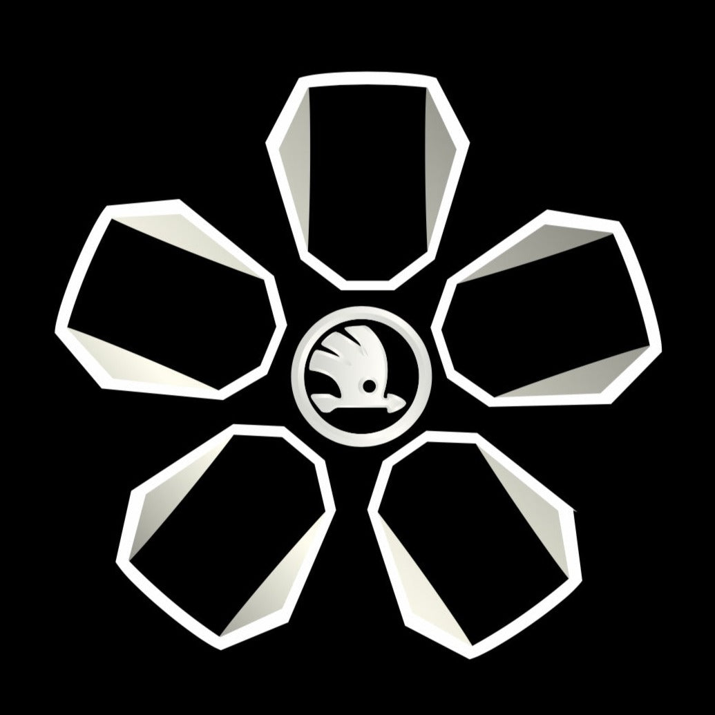 ÉCLAIRAGE DE PROJECTEUR SKODA LOGO Nr. 02 (quantité 1 = 2 film de logo / 2 lumières de porte)