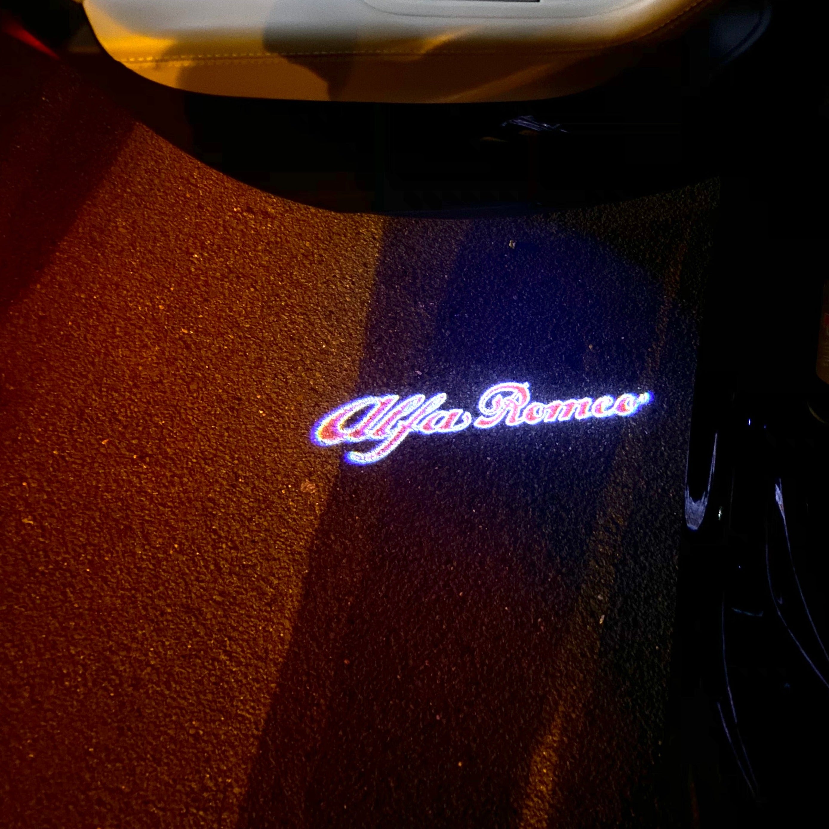 Alfa Romeo RED COLOR  LOGO PROJECTOT LIGHTS Nr.05 (quantity  1 =  2 Logo Film /  2 door lights)