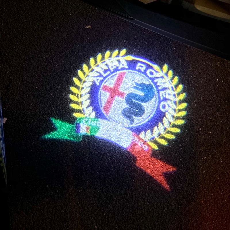 Alfa Romeo ORIGINAL Multicolour LOGO PROJECTOT LIGHTS Nr.54 (quantity  1 =  2 Logo Film /  2 door lights)