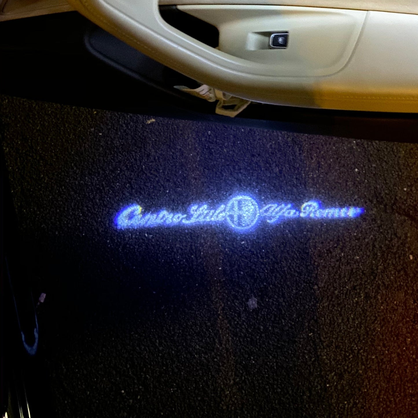 Alfa Romeo  WHITE COLOR  LOGO PROJECTOT LIGHTS Nr.105 (quantity  1 =  2 Logo Film /  2 door lights)