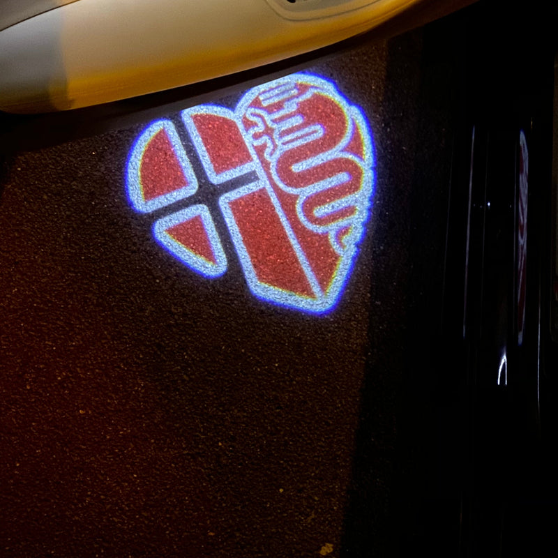 Alfa Romeo RED COLOR LOGO PROJECTOT LIGHTS Nr.19 (quantity  1 =  2 Logo Film /  2 door lights)