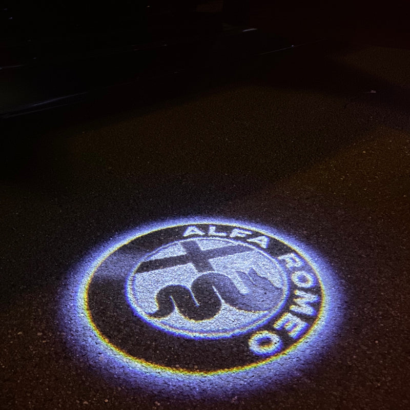 Alfa Romeo White Color LOGO PROJECTOT LIGHTS Nr.24 (quantity  1 =  2 Logo Film /  2 door lights