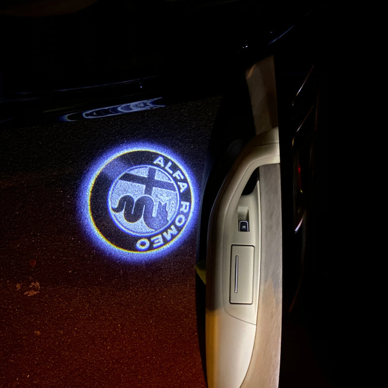 Alfa Romeo White Color LOGO PROJECTOT LIGHTS Nr.24 (quantity  1 =  2 Logo Film /  2 door lights