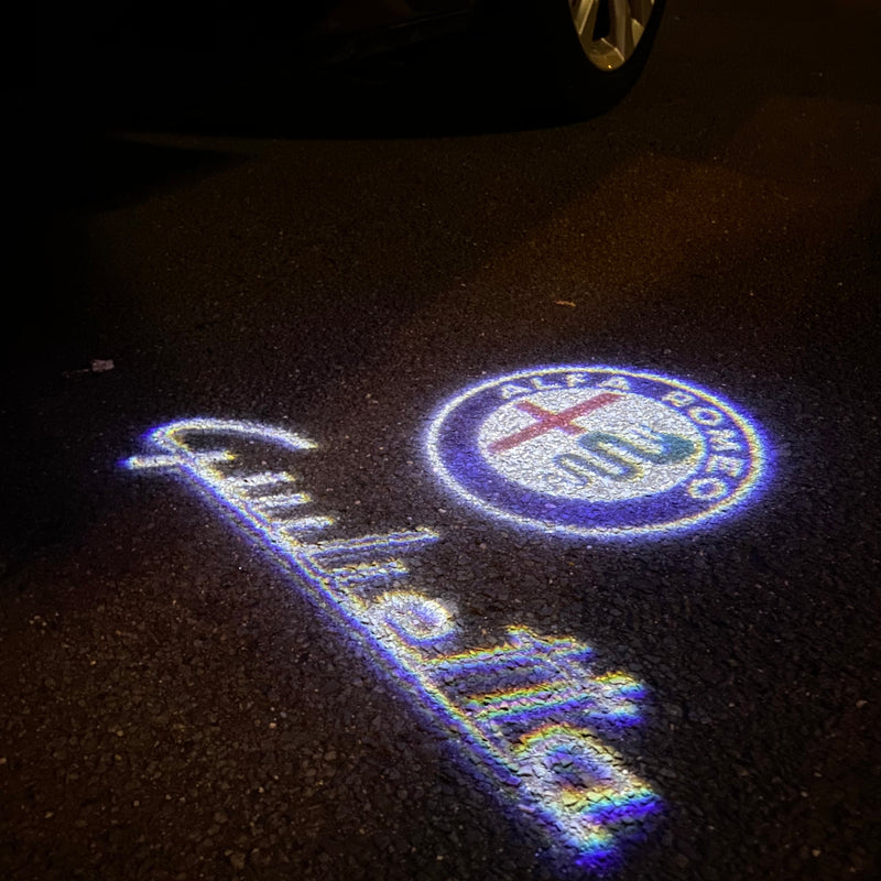 Alfa Romeo Giulietta LOGO PROJECTOT LIGHTS Nr.87 (cantidad 1 = 2 logo película / 2 luces de puerta)