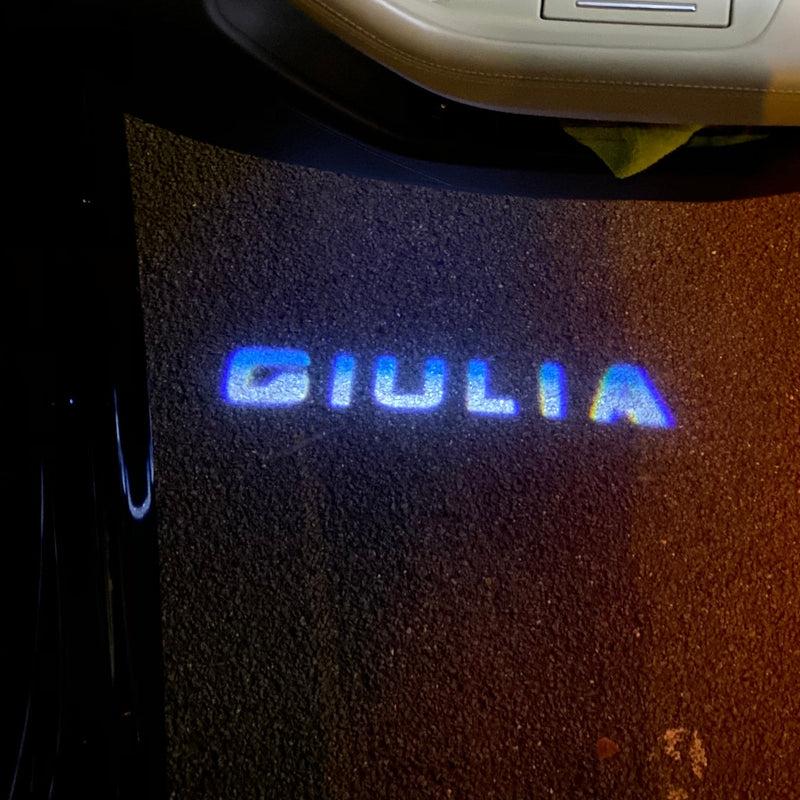 LUCES DE PROYECTOR LOGO Alfa Romeo GIULIA Nr.49 (cantidad 1 = 2 Película de logotipo / 2 luces de puerta)
