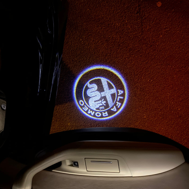 Alfa Romeo WHITE COLOR LOGO PROJECTOT LIGHTS Nr.22 (quantity  1 =  2 Logo Film /  2 door lights)