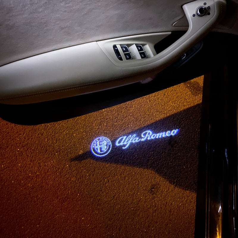 Alfa Romeo WHITE COLOR LOGO PROJECTOT LIGHTS Nr.02 (quantity  1 =  2 Logo Film /  2 door lights)