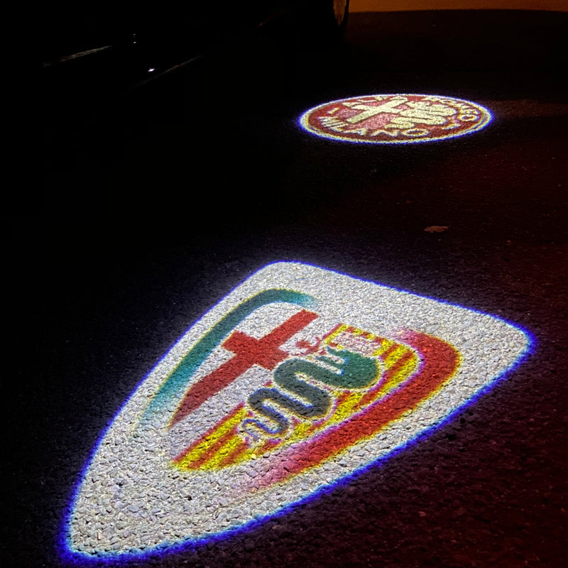 Alfa Romeo ORIGINAL Multicolour Logo PROJECTOT LIGHTS Nr.38 (quantity  1 =  2 Logo Film /  2 door lights)