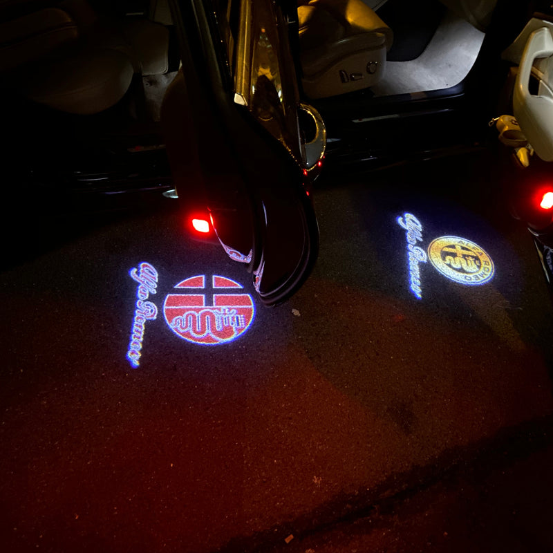 Alfa Romeo RED COLOR  LOGO PROJECTOT LIGHTS Nr.11 (quantity  1 =  2 Logo Film /  2 door lights)