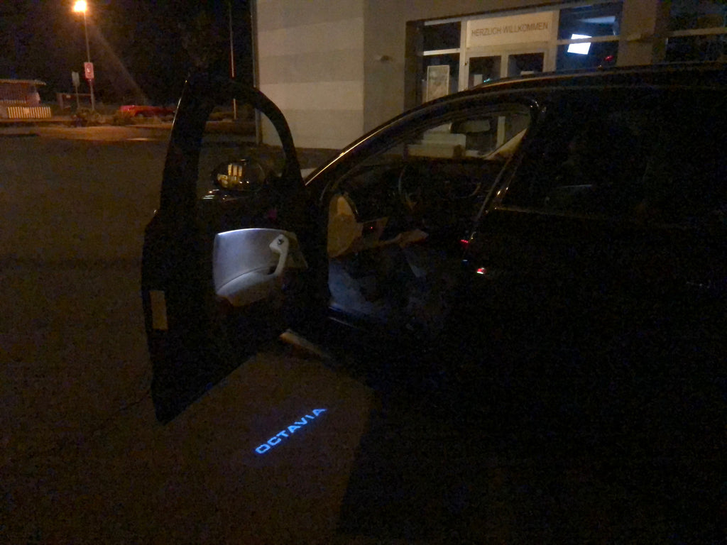 SKODA OCTAVIA LOGO PROJECTOT LIGHTS Nr.86 (quantity  1 =  2 Logo Film /  2 door lights)
