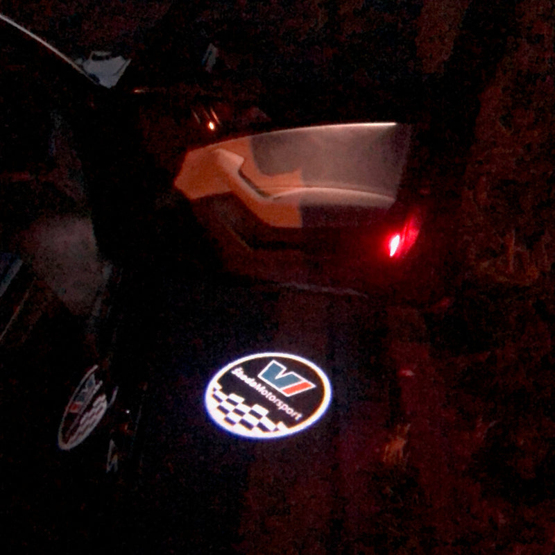 SKODA MOTORSPORT LOGO PROJECTOT LIGHTS Nr.73 (quantity  1 =  2 Logo Film /  2 door lights)